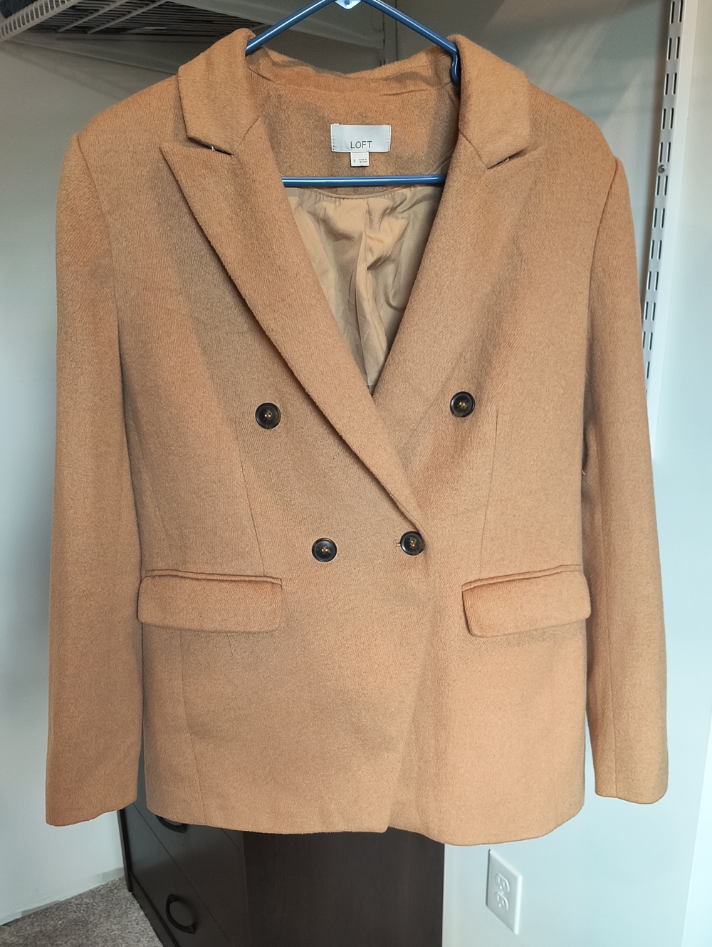 LOFT Double-Breasted Camel-Tone Blazer Jacket